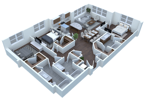 3-bedroom, 3-bathroom 1,608-1,783 square foot Sienna floor plan at LandonHouse Apartments